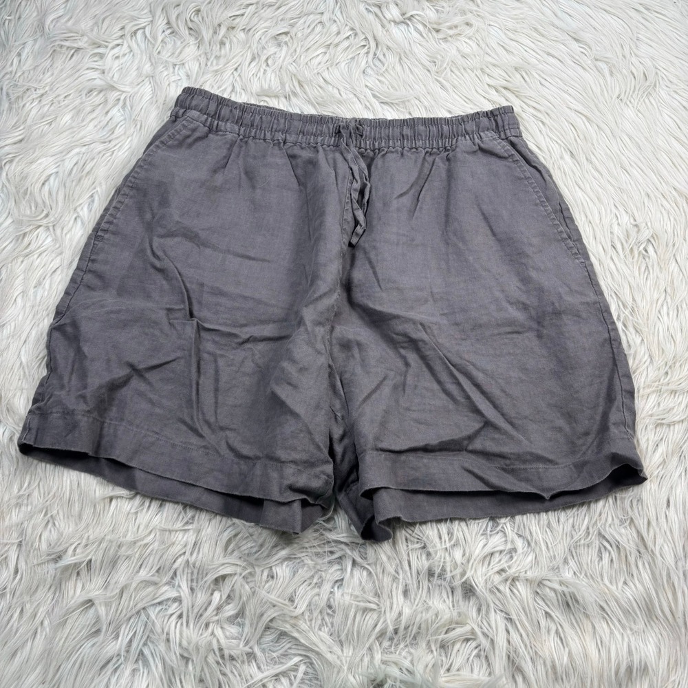 Muji Women's M Gray 100% Linen Pull on Shorts Resort Summer Japan Minimalist